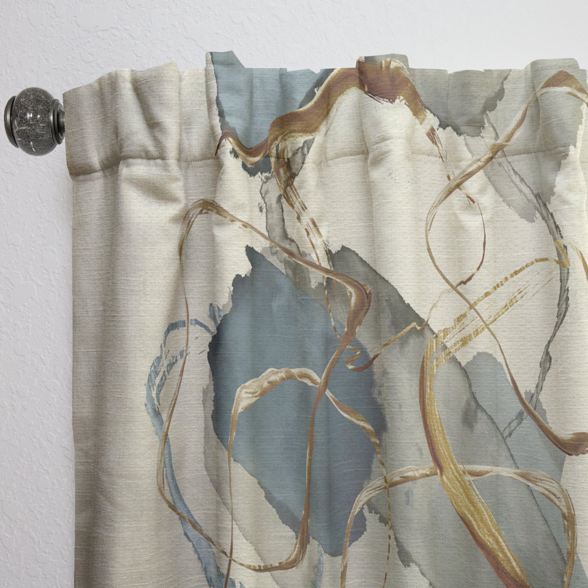 Designart 'Abstract Gold Glam Squares VII' Glam Curtain Panel