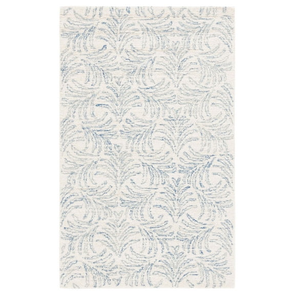 SAFAVIEH Jardin Thaddeus Leaves Area Rug, Ivory/Blue, 3' x 5'