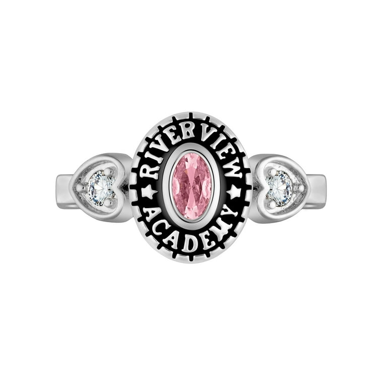 Order Now for 2025 Graduation, Freestyle Women's Sterling Silver Classic Oval Stone & CZ Heart Class Ring, Personalized, High School or College Order Now for 2025 Graduation, Freestyle Women's Sterling Silver Classic Oval Stone & CZ Heart Class Ring, Personalized, High School or College
