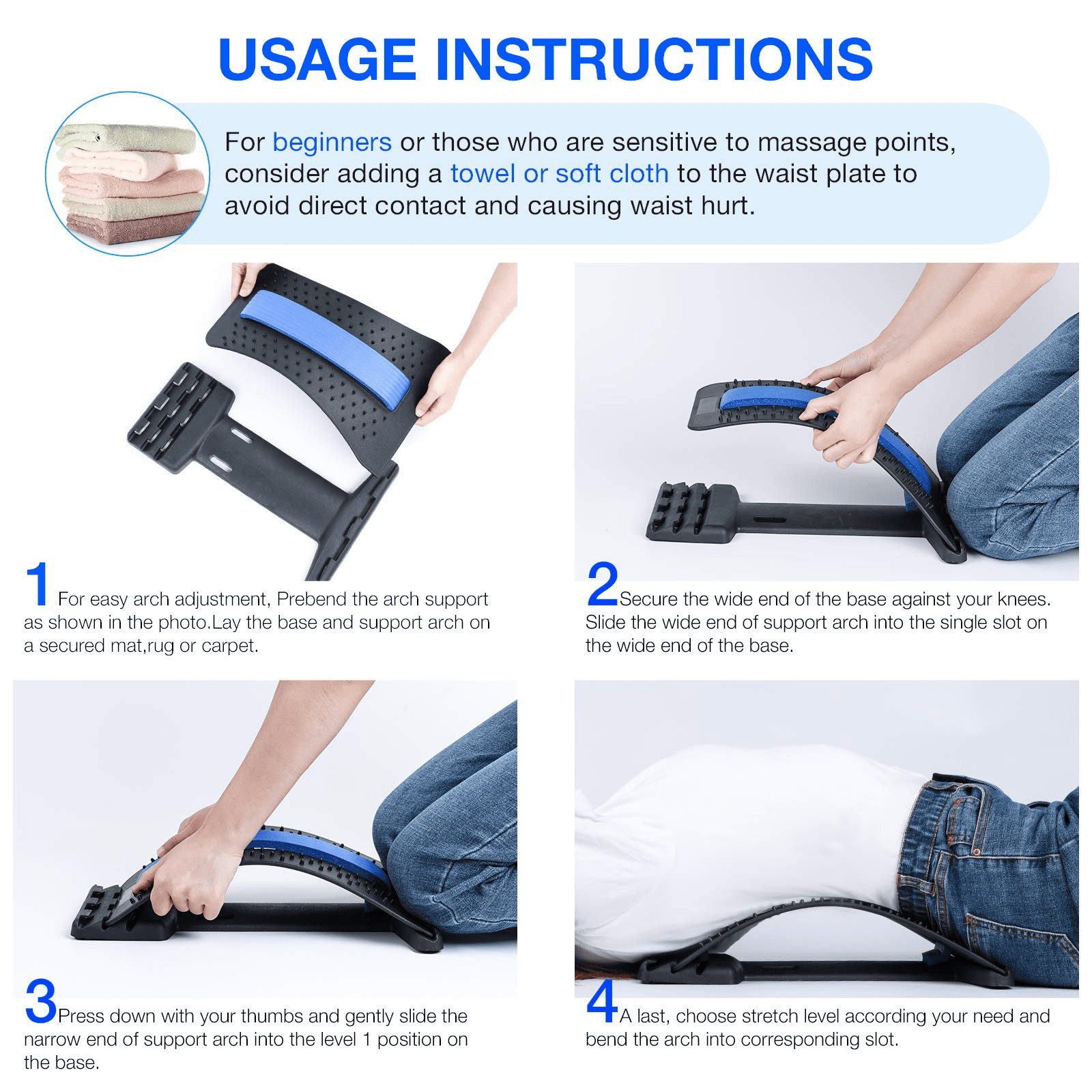 Lumbar Stretcher, Lumbar Back Pain Relief Device, Multi-Level Back Massager  Lumbar, Pain Relief for Herniated Disc, Sciatica, Scoliosis, Lower and  Upper Back Stretcher Support 