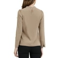 thumbnail image 3 of INSPIRE CHIC Women's Keyhole Stand Collar Blouse Long Sleeve Button Front Shirt Top Apricot S, 3 of 6