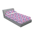 thumbnail image 2 of Marine Fitted Sheet & Pillow Sham Set, Digital Illustration of Jelly Fish Pattern on Plain Background Retro, Decorative Printed 2 Piece Bedding Decor, Twin, Pale Pink Indigo and White, by Ambesonne, 2 of 2