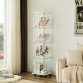 thumbnail image 2 of 65 "H Glass Display Cabinet with 3 Acrylic Shelves, Glass Floor Standing Single Door Bookshelf with Lock and 4 Wheels, Rack for Living Room, Bedroom and Office (Single, White), 2 of 9