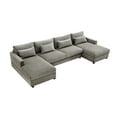 thumbnail image 4 of Euroco U-Shape Sectional Sofa with 2 Chaise, Living Room Sofa with Storage Chaise, Lumbar Support Pillows, Gray, 4 of 9