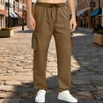 thumbnail image 5 of Inleife Fleece-Lined Pants for Men Casual Solid Multiple Pockets Outdoor Straight Type Fitness Pants Cargo Pants Trousers, 5 of 6