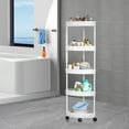thumbnail image 5 of 5-Tier Rolling Storage Cart - Mobile Corner Shelf Organizer for Bathroom Toiletries, Kitchen Spices & Living Room Snacks, Wheelable Home Storage Rack, 5 of 6