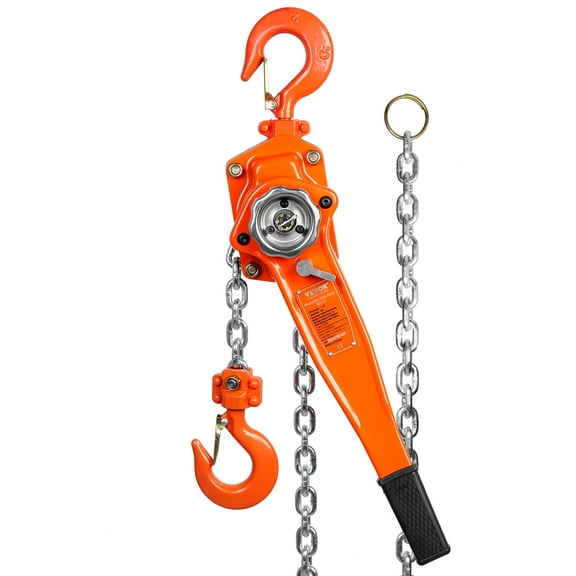 VEVOR Manual Lever Chain Hoist,1-1/2 Ton 3300 lbs Capacity 20 FT Come Along, G80 Galvanized Carbon Steel with Weston Double-Pawl Brake,Auto Chain Leading & 360°Rotation Hook,for Garage Factory Dock