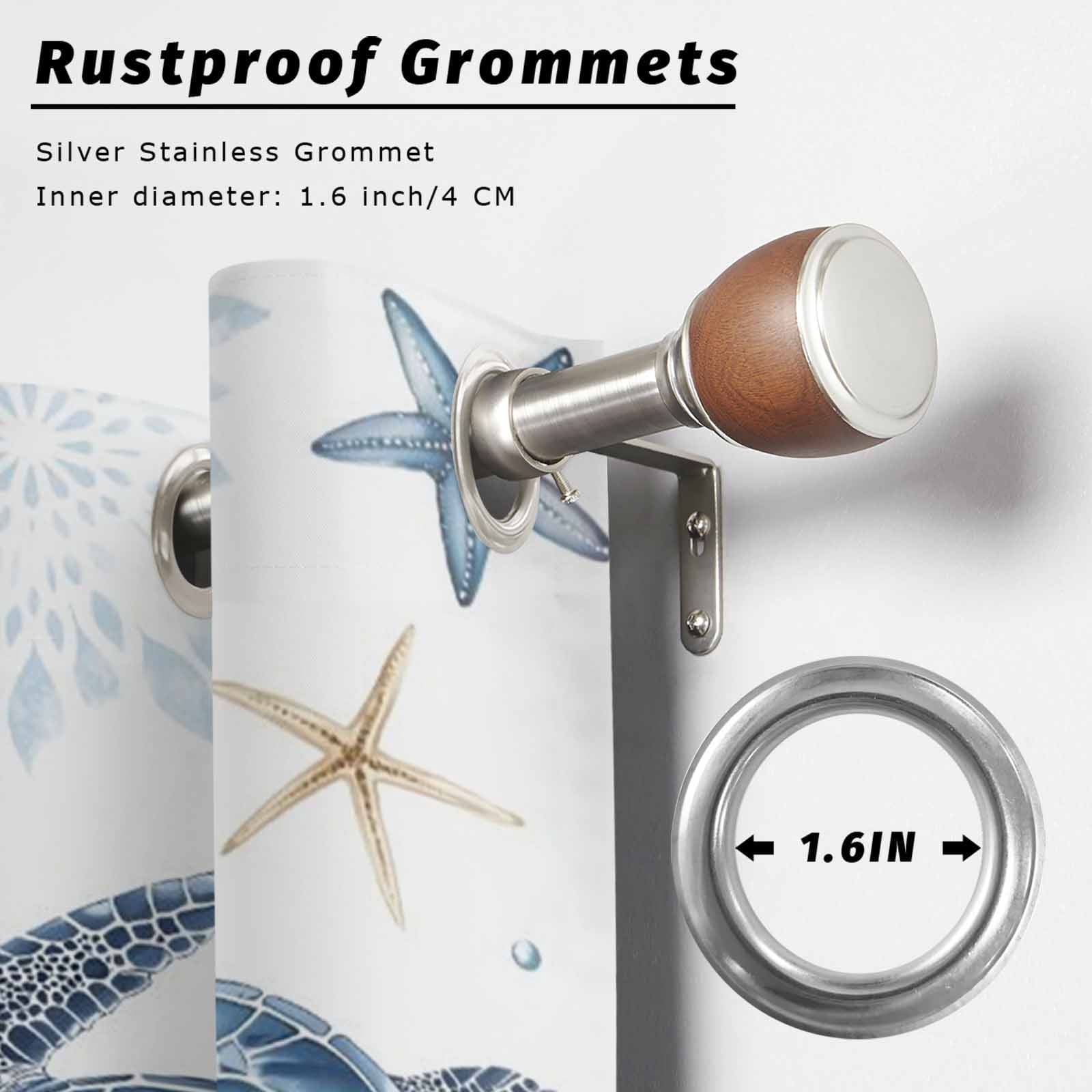 Ocean Turtles Outdoor Curtains for Patio, Blue Yellow Sea Star Shell Coral Sunshade Privacy Drapes Grommet Waterproof Outside Curtains for Porch/Cabana/Balcony 54"x 108", 1 Panel