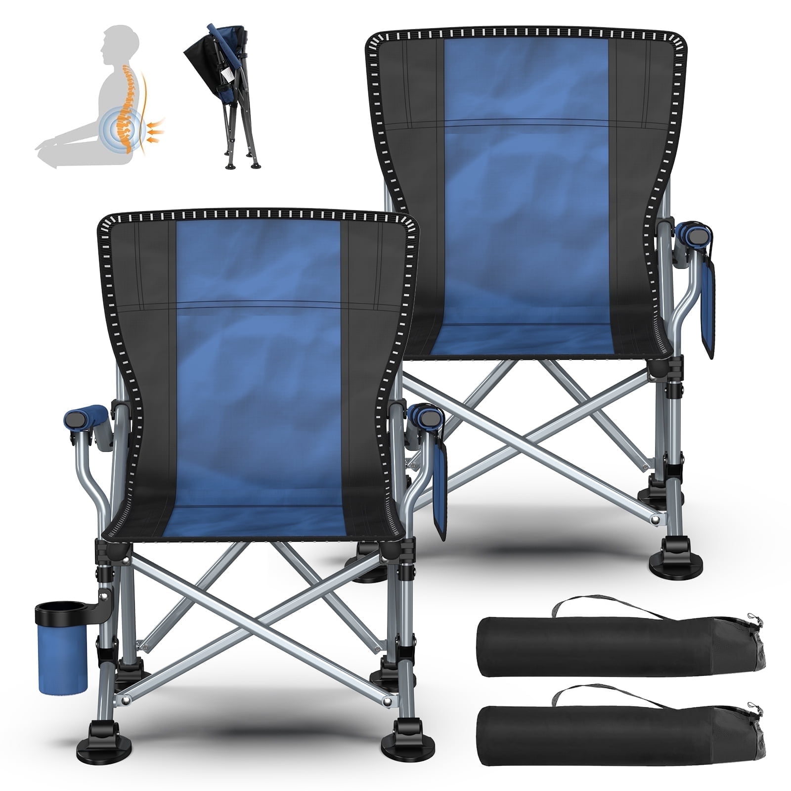 GCI Outdoor RoadTrip Rocker Foldable Rocking Camp Chair, Blue