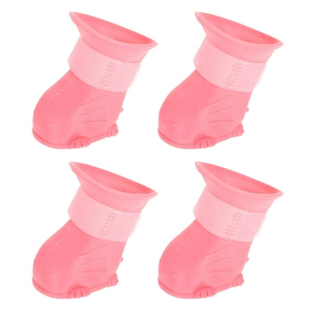 OUNONA 4 Pcs Pet Rain Shoes Waterproof Dog Boot for Small Dogs Boots Pink