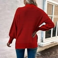 thumbnail image 4 of aDJFDGT Open Knit Sweaters for Women Summer Ladies' Loose Pullover Sweater Round Neck Split Hem Sleeve Solid Color Knit Sweater, 4 of 6
