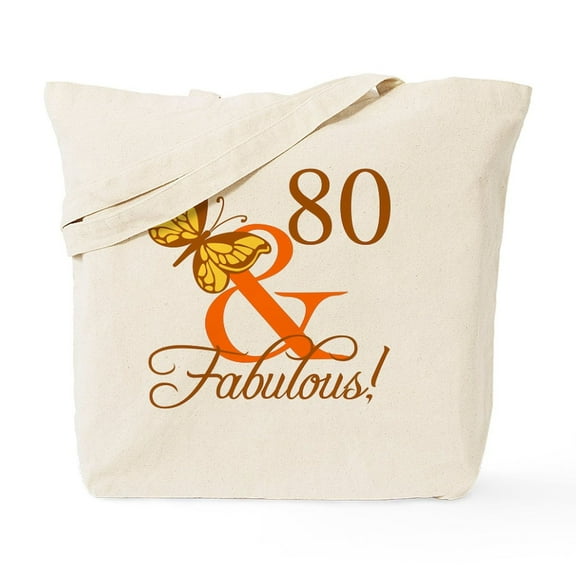 CafePress - 80Th Birthday Butterfly Tote Bag - Unisex Canvas Tote Bag, Beige, 1-Piece