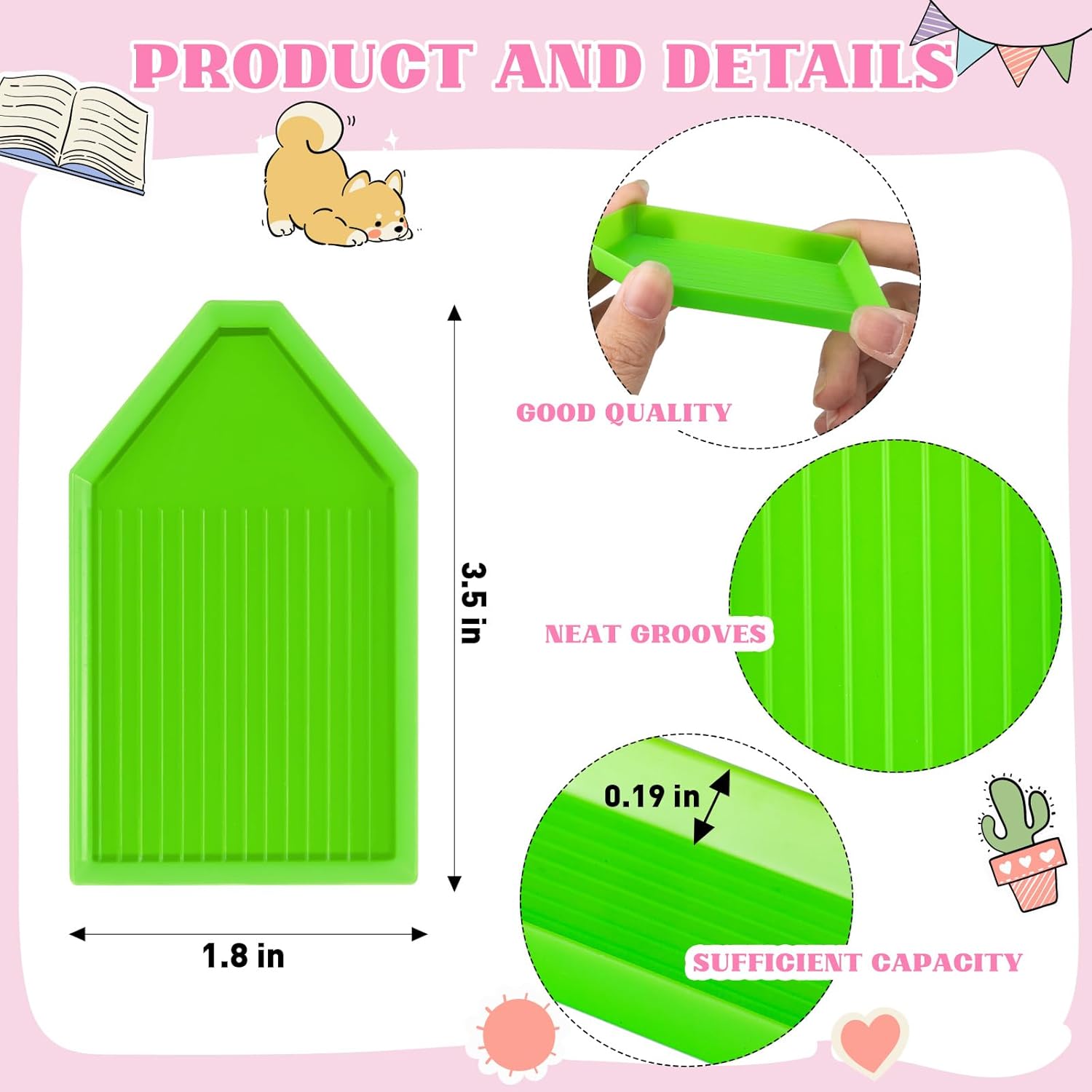 28PCS Plastic Diamond Painting Trays, Bead Sorting Trays, Diamond Painting Accessories and Tools for DIY Crafts(4.72 x 2.26 inches, Green)