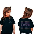 thumbnail image 2 of DeHolifer Girls T Shirts Casual Short Sleeve Kids Soft Heart Printed Tunic Tops Loose Summer Tees Blouses Black,140, 2 of 5