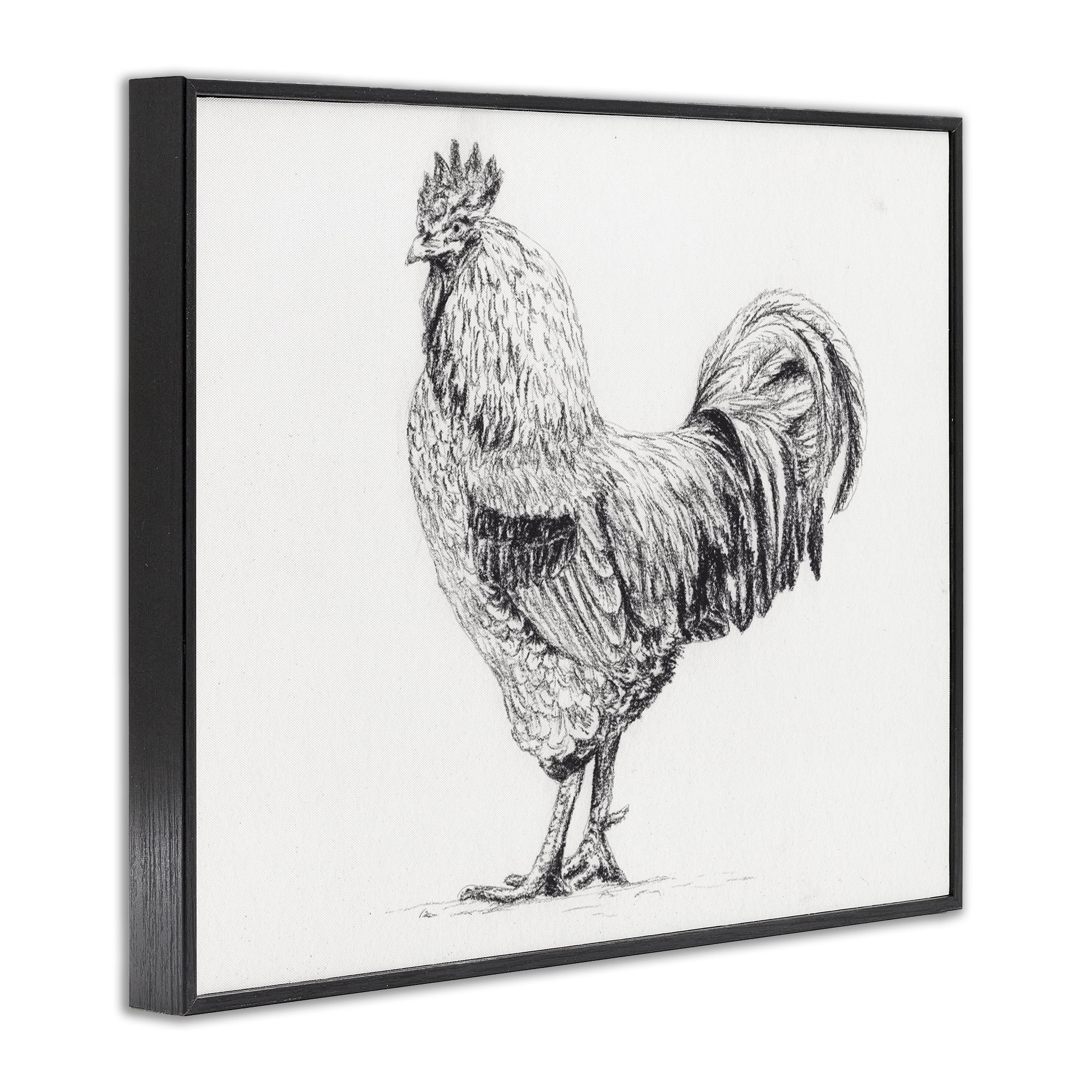 Stupell Industries Rooster in Charcoal Black Framed Giclee Art, design by Leah Noel Art