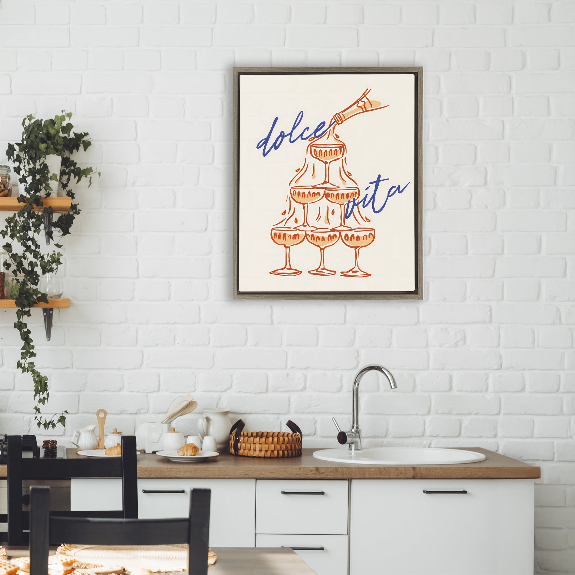 Stupell Industries Dolce Vita Champagne Tower Brown Framed Floater Canvas Wall Art, design by The Prints Vibe