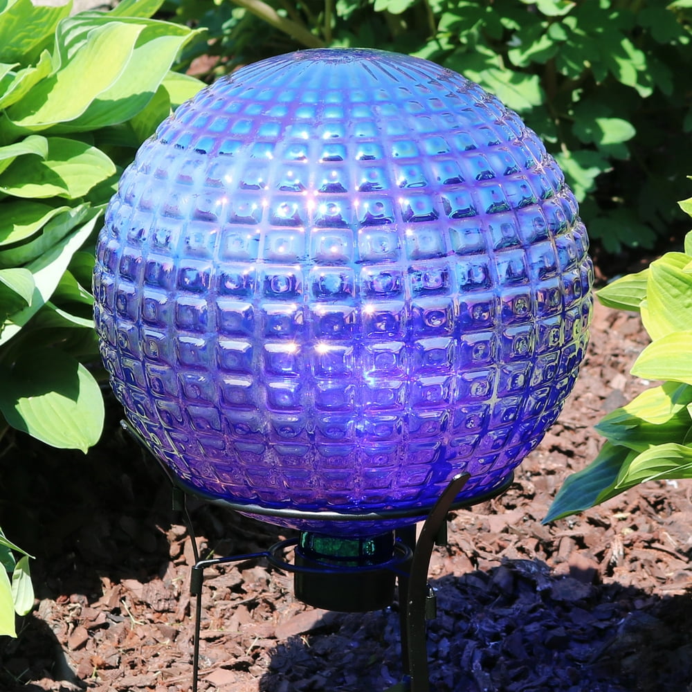 Sunnydaze Purple Textured Gazing Globe Glass Garden Ball, Outdoor Lawn