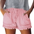 thumbnail image 2 of HOWPAY Baggy Jean Shorts Womens Solid Color Stretchy High Waisted Denim Bottoms with Pockets Summer Casual Loose Fit Y2k Shorts Light Pink XL, 2 of 6