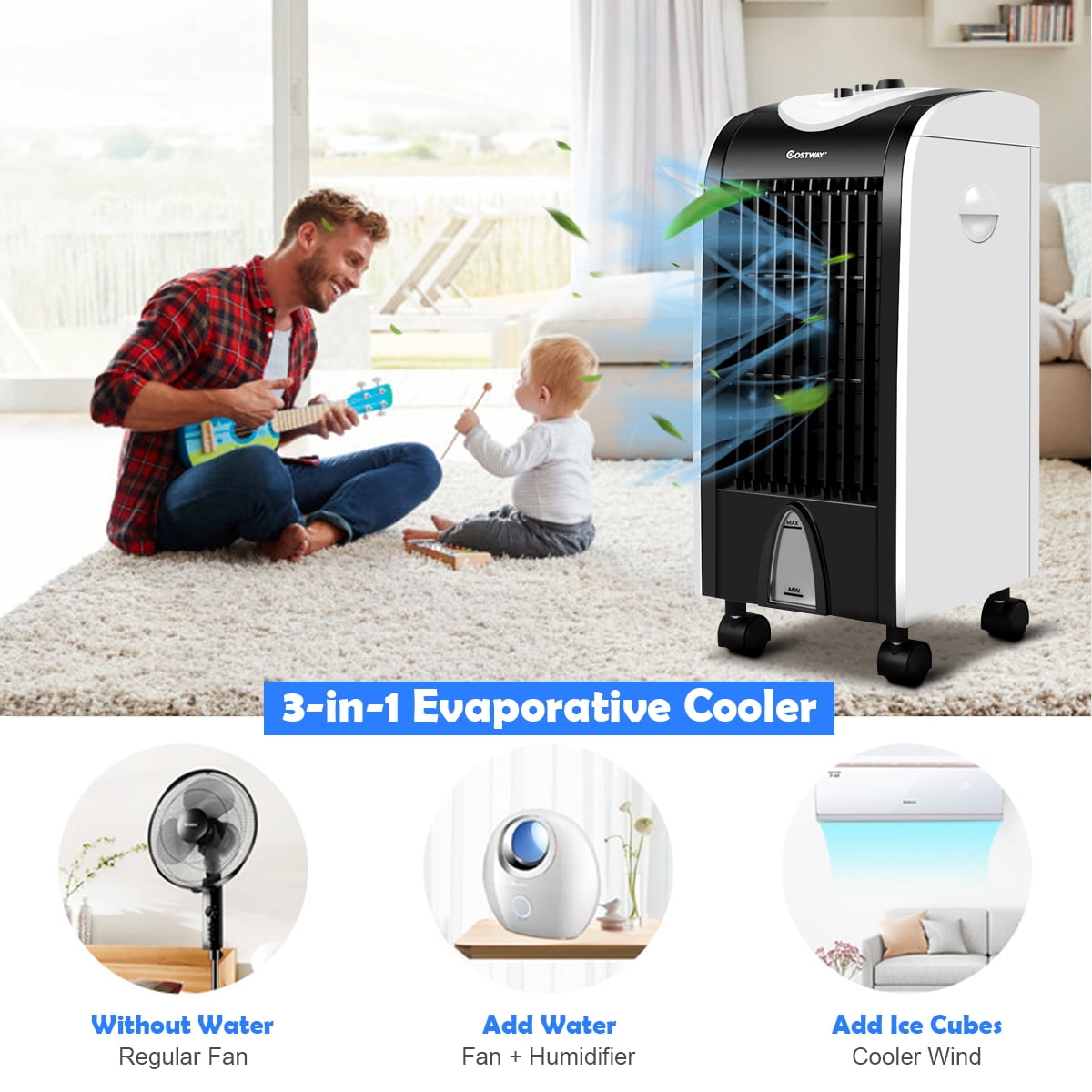 3 Fan Speeds,GANGELE Personal Mobile Air Cooling Fan for Home Bedroom Office Pink Mini Air Conditioner Cooler and Humidifier,Small Evaporative Coolers Purifier Portable Air Cooler 