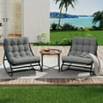 thumbnail image 2 of Indoor Outdoor Papasan Rocking Chair with Cushion, Curved Metal Frame Rocking Chair for Bedroom Living Room Porch Patio, 2 of 8