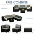 thumbnail image 5 of Cozyhom Outdoor Patio Furniture Set,7 Pieces Black Rattan Gray Cushion Conversation Couch with Coffee Table, 5 of 7