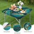 thumbnail image 4 of Teal Gold Marble Pattern Square Fitted Tablecloth with Elastic Edge,Square Table Cover,Washable Elastic Table Cover for Home Kitchen Party Decor 36"x36", 4 of 6
