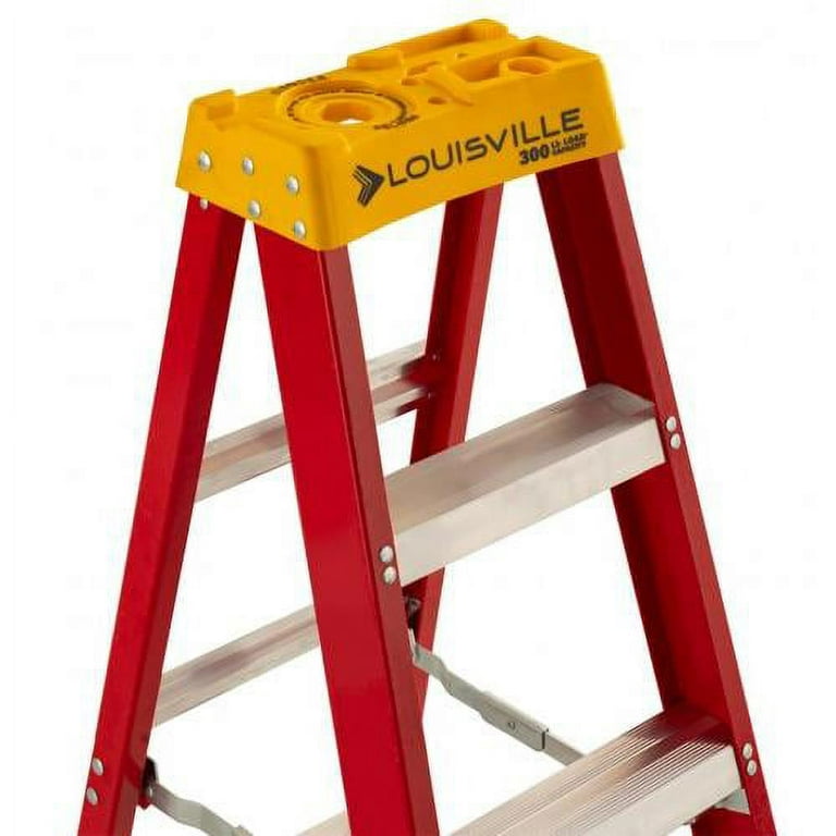 Louisville Ladder 12-Foot Fiberglass Pro Platform Ladder with Extended  Rail, 300-Pound Capacity, Type IA, FXP1712, Red 