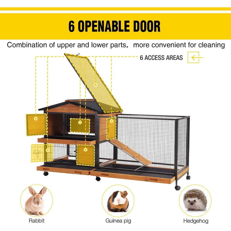 Two-Story Wooden Rabbit Hutch with Metal Frame photo 5