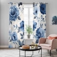 thumbnail image 5 of Blue Floral Kitchen Curtains 84 Inch Length, Watercolor Country Flower Pastoral Rose Grommet Top Bedroom Living Room Curtains, Light Filtering Cafe Curtain Drapes 2 Panels Set 84''x84'', 5 of 9