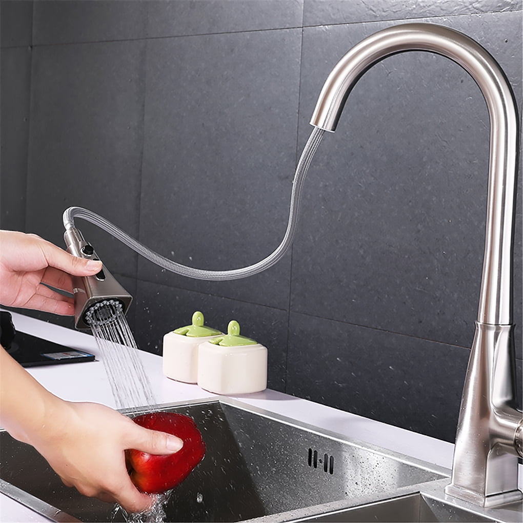 Details about   Kitchen Faucets Dual Spout Pull Out Kitchen Tap With Spray Water Taps Hot&cold 
