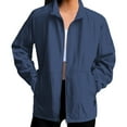 thumbnail image 7 of Stand Collar Women's Long Jacket Wind Resistant Button Front Hooded Coat for Outdoor, 7 of 7