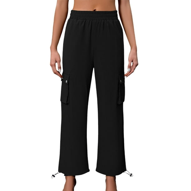 Pantalones jogger casuales para mujer con bolsillos laterales: cómodos y versátiles para el día a día, poliéster y spandex, diseño de pierna cónica