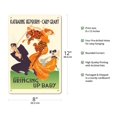 thumbnail image 2 of Bringing Up Baby (L’Impossible Monsierur Bébé) - Starring Katharine Hepburn Cary Grant - Vintage French Movie Poster by Bernard Lacy c.1938 - 8 x 12 inch Vintage Metal Tin Sign, 2 of 4