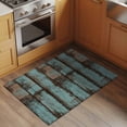thumbnail image 3 of Rectangle Area Rug 2x3ft, Retro Gradient Teal Wood Grain Non-Slip Non-Shedding Floor Mat, Country Old Board Washable Sturdy Carpet for Living Room Bedroom Home Decor, 3 of 9