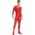 thumbnail image 3 of iEFiEL Mens Shiny Smooth Jumpsuit Long Sleeve Full Body Length Bodysuit for Fitness Workout, 3 of 7