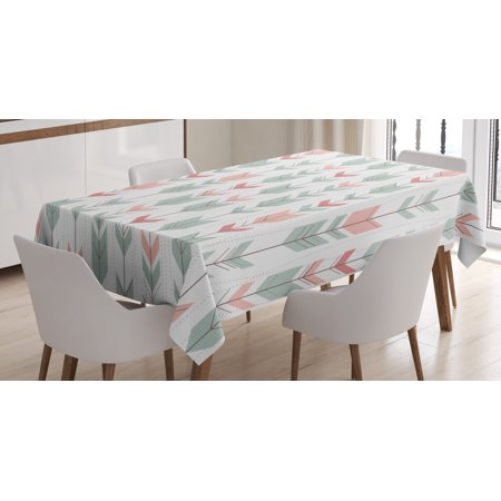 

Geometric Tablecloth Abstract Design with Chevron Triangles and Stripes Dots Modern Image Rectangular Table Cover for Dining Room Kitchen 52 X 70 Inches Light Blue and Pink by Ambesonne