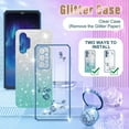 thumbnail image 4 of (3in1 for Samsung Galaxy A32 5G Case for Women Girls Glitter Girly Cute Bling Flowers Blue Phone Cases with Ring Stand Design Sparkle Floral Shiny Pretty Cover for Samsung A32 5G 6.5'', 4 of 12