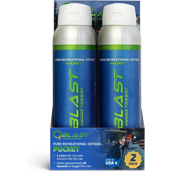 99.7% Pure Oxygen Supplement, Quick Recovery for Exercise, Motion Sickness, Altitude Sickness, Mental Clarity, and Focus. Sanitary flip top Cap (Pack of 2)