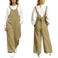 thumbnail image 2 of akafmk Corduroy Overalls for Women Adjustable Strap Wide Leg Jumpsuit Dressy Casual Long Pants with Pockets Fall Winter Outfits, Size 2XL, 2 of 8