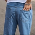 thumbnail image 4 of IhhxPro Men's Cotton Relaxed Fit Jeans with Elastic Waist and Pockets Comfort Stretch Denim Casual Everyday Straight Leg Work Trousers 36-46, 4 of 7
