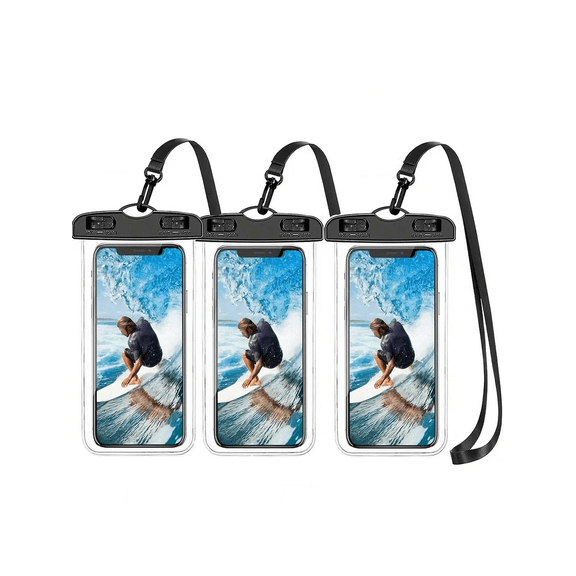 Waterproof Phone Pouch, 3-Pack Universal Waterproof Phone Case Dry Bag with Lanyard for iPhone, Samsung, Outdoor Activities
