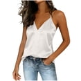 thumbnail image 2 of Juslio Womens Tank Silk V-Neck Halter Tank Top Loose Breathable Summer Tank Tops, 2 of 5
