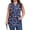 Navy Leaf Floral, variant on Women Plus Size Blouse, Casual V Neck Sleeveless Shirt Pleated Button Tunic Top