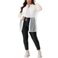 thumbnail image 2 of Agnes Orinda Women's Plus Size Shirt Mesh Sheer Long Sleeve Button Down See Through Tops Blouses 2X White, 2 of 7