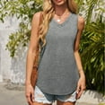 thumbnail image 2 of Wyobmus Womens Summer Long Tank Top Sleeveless V Neck Going Out Shirts Casual Solid Flowy Loose Tunic Blouses Gray, 2 of 8