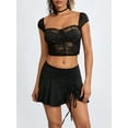 thumbnail image 5 of Biezeib Women's Slim Lace Crop Tops Cap Sleeve Sweetheart Neckline Tank Tops Sheer Clubwear, 5 of 6