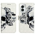 thumbnail image 2 of SaniMore Magnetic Flip Wallet Case for Motorola Moto G 5G 2023/G Power 2023, RFID Blocking Card Holder Painted Pattern PU Leather Cover Kickstand Wrist Strap Shockproof Protective Shell, Skull, 2 of 6