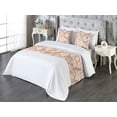 thumbnail image 3 of Floral Boho Bed Runner Set, Retro Colors Lilac Flowers with Lines Pattern on Grunge Spots Back, Decorative Bedding Scarf & 2 Pillow Shams for Hotels Homes, King, Champagne Burnt Sienna, by Ambesonne, 3 of 3