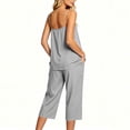 thumbnail image 4 of Cagogo Women V Neck Sleeveless Tank Top Wide Leg Pants Two Piece Set Casual Summer Outfits Loose Fit Tops Comfy Pants Matching Lounge Sets Tracksuits Travel Airport Clothes, Gray S, 4 of 8