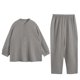 thumbnail image 4 of Karight Womens Cotton Gauze Pajama Sets Crew Neck Button Down Sleepwear and Pants 2 Piece Solid Lounge Muslin Pj Set, 4 of 6